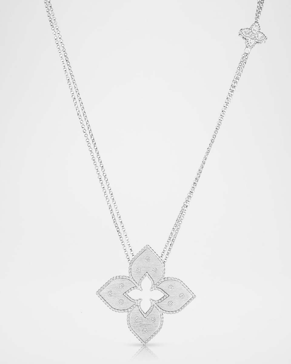 18K Yellow Gold Venetian Princess Necklace with Diamonds, 30"L